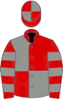 Red and grey (quartered), hooped sleeves
