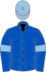 Royal blue, light blue armlets and cap