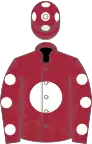 Maroon, White disc, Maroon sleeves, White spots and spots on cap