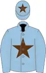 Light blue, brown star on body and cap