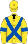 Yellow, royal blue cross belts and armlets