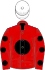 Red, black disc, spots on sleeves, white cap