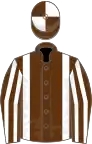 Brown, white braces, striped sleeves, quartered cap