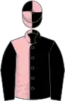 Black and pink (halved), black sleeves, quartered cap