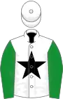 White, black star, green sleeves, white cap