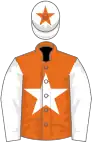 Orange, white star and sleeves, white cap, orange star