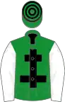 Green, black cross of lorraine, white sleeves, green and black hooped cap