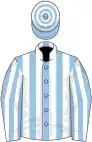 Light blue and white stripes, hooped cap