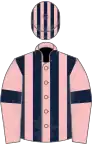 Pink, dark blue stripes and armlets, striped cap