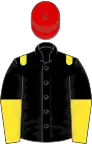 Black, yellow epaulets, halved sleeves, red cap