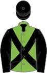 Light green, black cross sashes, black sleeves and cap