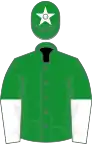Green, white halved sleeves and star on cap