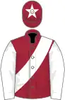 Maroon, white sash and sleeves, maroon cap, white star