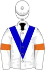 White, Blue chevron, White sleeves, Orange armlets, White cap