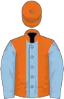 Orange, light blue stripe and sleeves