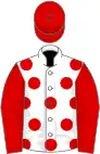 White, red spots, sleeves and cap
