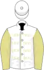 White, primrose braid and sleeves, white cap