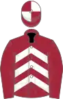Maroon and white chevrons, maroon sleeves, qtd cap