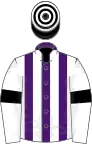 Purple and White stripes, White sleeves, Black armlets, Black and White hooped cap
