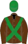 Brown, green cross-belts and cap