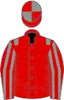 Red, grey epaulets, striped sleeves, quartered cap
