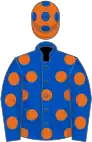 Royal blue, orange spots, orange cap, royal blue spots