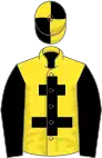 Yellow, black cross of lorraine and sleeves, quartered cap