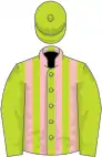 Lime green, pink stripes on body