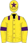 Yellow, purple epaulets, armlets and star on cap