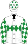 White, green triple diamond, diamonds on sleeves and cap