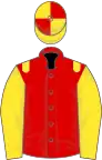 Red, yellow epaulets and sleeves, yellow and red quartered cap