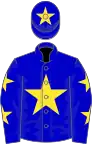 Blue, yellow star, yellow stars on sleeves and star on cap