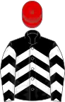 Black and white chevrons, red cap