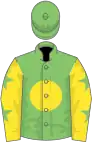 Light green, yellow disc, yellow sleeves, light green stars, light green cap