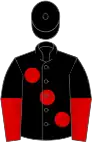 Black, large red spots, halved sleeves