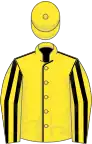YELLOW, black seams, striped sleeves, yellow cap