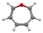 Ball-and-stick model of the oxepin molecule