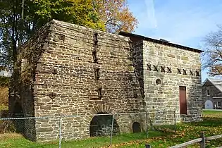 The furnace, on the left, and the engine (blowing) house, on the right