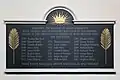 A memorial plaque, installed in 2008, to the Martyrs of the Reformation both Catholic and Protestant who lived in Oxfordshire, taught at the University of Oxford, or were brought to Oxford for execution. Northern wall of the University Church of St Mary the Virgin, Oxford.