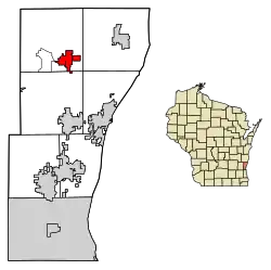 Location of Fredonia in Ozaukee County, Wisconsin.