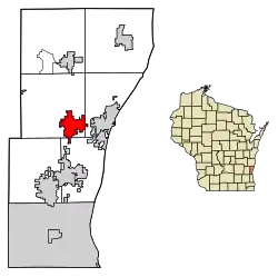 Location of Saukville in Ozaukee County, Wisconsin.