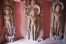 Supārśva in middle with Pārśva on both side, Jain temple, Deogarh