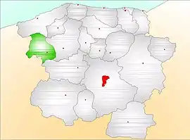 Map showing Pınarbaşı District (green) in Kastamonu Province