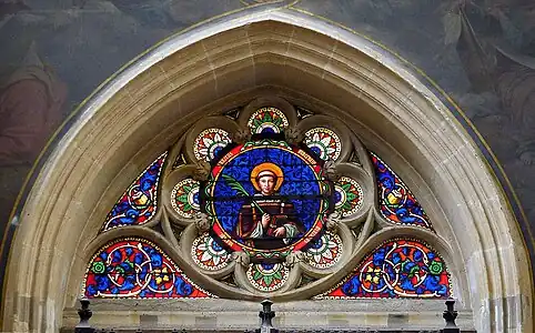 North transept window; St. Vincent, martyr
