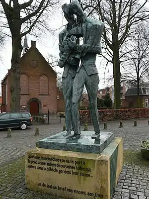 Statue of Vincent and Theo van Gogh in Zundert, a gift to the city from the bank to mark the 225th anniversary of its founding.