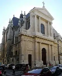 The facade of the church