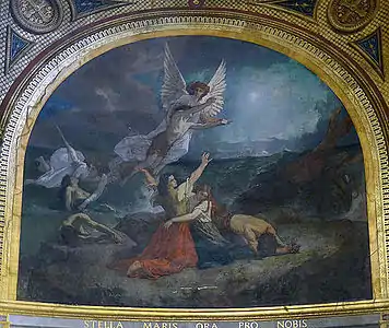 Left panel: "The Virgin of the star sailors"