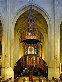 The pulpit, located in the nave