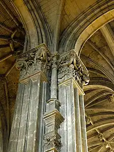 The mixture of Gothic and classical columns at Saint-Eustache