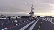 View from the flight deck, with the distinctive French landing markings.